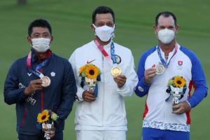 Olympische Spiele 2021 (v.l.): C.T. Pan (China Tapei), Xander Schauffele (USA), Rory Sabbatini (Slowakei)