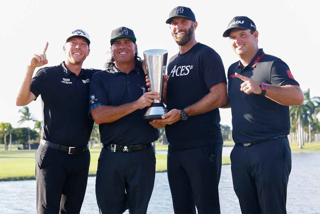 Team Aces GC: Peter Uihlein, Pat Perez, Dustin Johnson, Patrick Reed (v. l.)