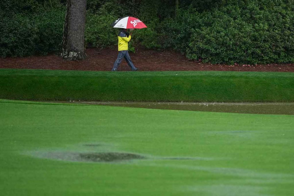 87. Masters: Abbruch der 3. Runde um 15.15 Uhr Ortszeit für den Rest des Tages wegen schlechtem Wetter (Foto: picture-alliance)