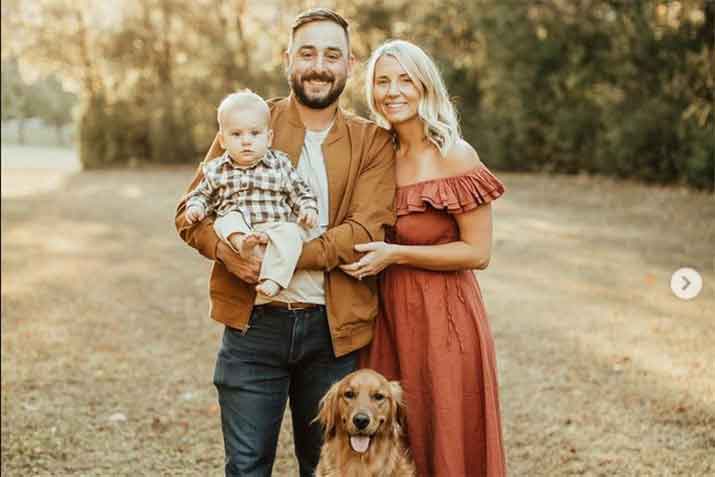 Die Familie als großer Rückhalt. Stephan Jäger mit Sohn Fritz, Frau Shelby und Hund Phil