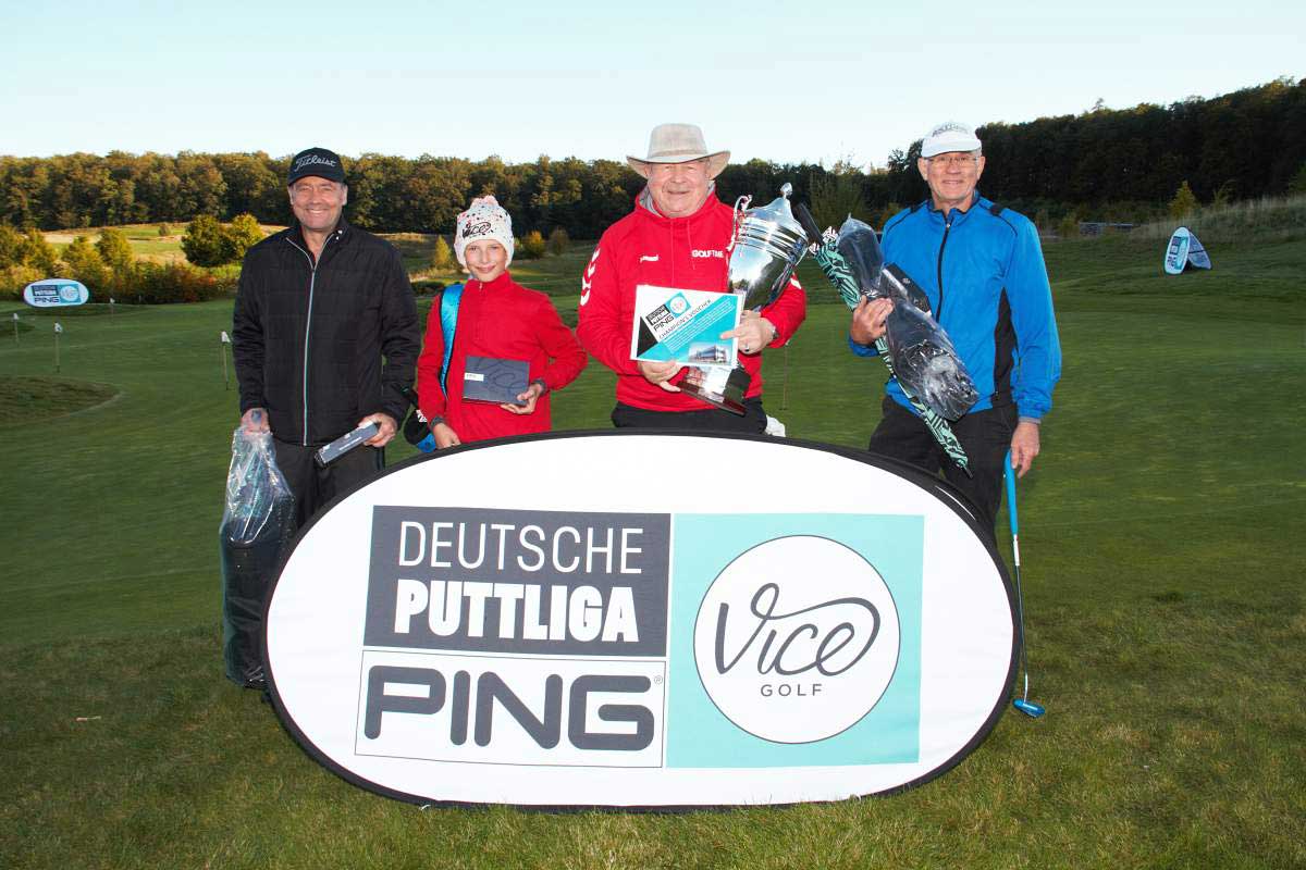 PING Deutsche Puttliga by VICE Golf 2024: Der strahlende Sieger und die Platzierten (v. l.): Christian Radoy, Hugo Freund, Klaus Hößelbarth, Reinhold Staudigl